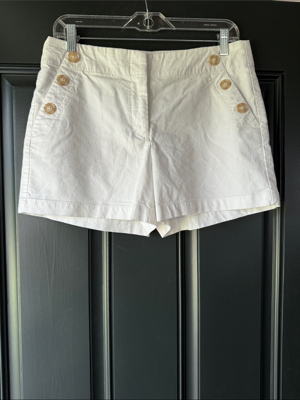 LOFT White Nautical Sailor Shorts Textured Stretch Cotton Size 4